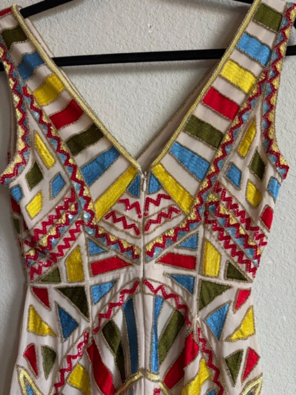 NWT Gianni Bini Arianna Geometric Beaded Mini Dress Multicolor Size 2 Art Deco - Picture 5 of 10